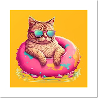 Cool Chonk at the Pool Party Posters and Art